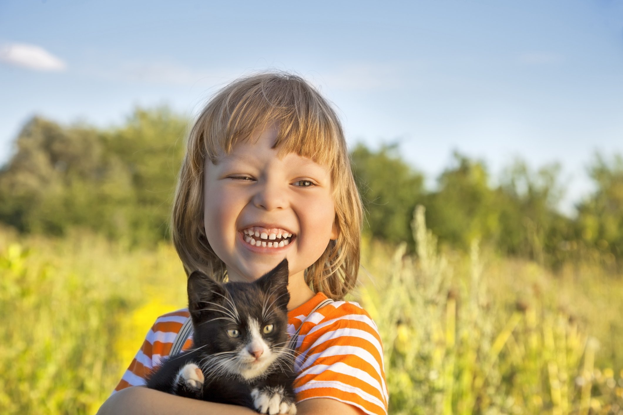 Little girl and cat